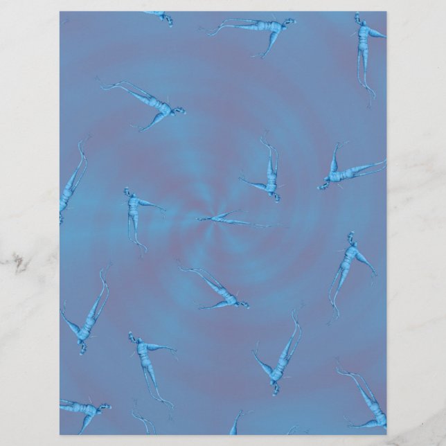 Blauer Ginseng Mann Bulk Scrapbook Papier Seiten (Vorne)