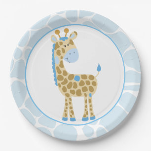 Blauer Giraffen-Papier-Teller Pappteller