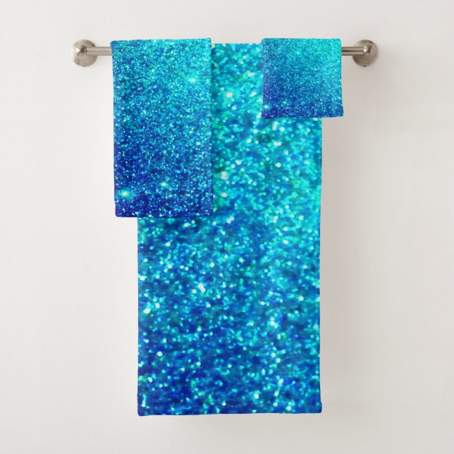 Blauer Glanz Ombre Aquamarin farbig Niedlich Badhandtuch Set (Insitu)