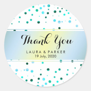 Blauer Glitter Dankeschön Hochzeitskonfetti Runder Aufkleber
