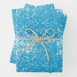 Blauer Glitter Geschenkpapier Set