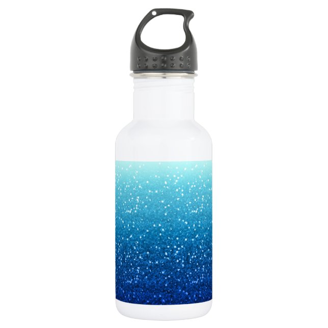 blauer Glitter Trinkflasche (Vorderseite)