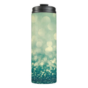 Blauer Glitter-Weihnachts-Abstrakt Thermosbecher