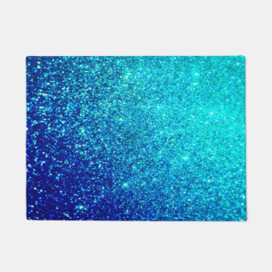 Blauer Glitterie Ombre Aquamarin farbiges Hell Fußmatte