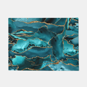Blauer Glitzer Agate Fußmatte