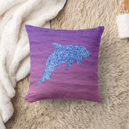 Blauer Glitzer Dolphin in rosa und Lila Meer Kissen