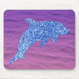 Blauer Glitzer Dolphin in rosa und Lila Meer Mousepad