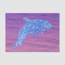 Blauer Glitzer Dolphin in rosa und Lila Meer