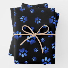 Blauer Glitzer Geschenkpapier Set