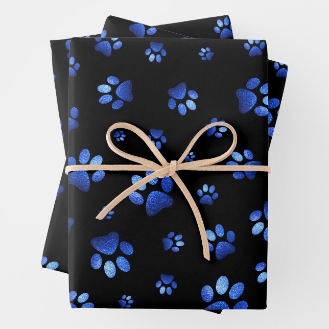 Blauer Glitzer Geschenkpapier Set (Beispiel)