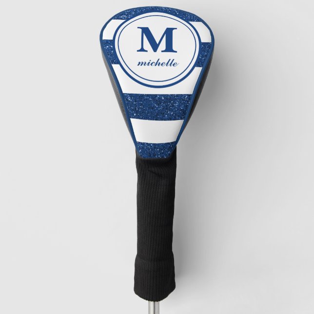 Blauer Glitzer | Golf | personalisiert NAME monogr Headcover (Vorderseite)