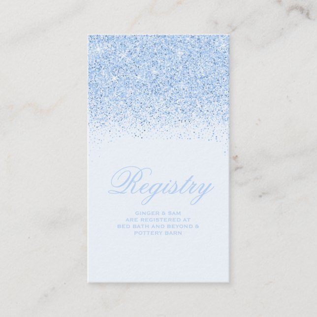 Blauer Glitzer-Hochzeitskarte Begleitkarte (Vorderseite)