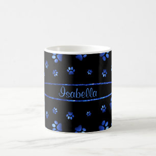 Blauer Glitzer Hundeschema Monogram Kaffeetasse