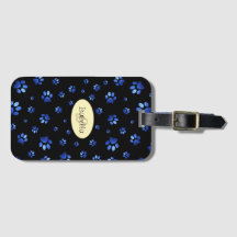 Blauer Glitzer Hundeschema, Monogramm