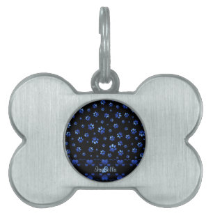 Blauer Glitzer Hundeschema, Monogramm Tiermarke