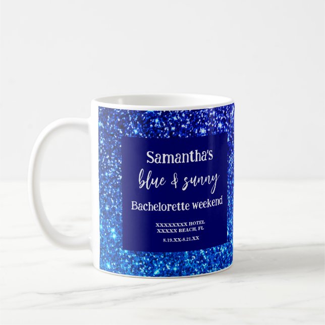 Blauer Glitzer Junggeselinnen-Abschied Shotglas Kaffeetasse (Links)