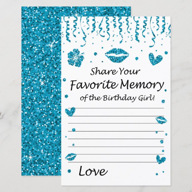 Blauer Glitzer Lieblingsgedächtnis der Geburtstags (Vorne/Hinten)