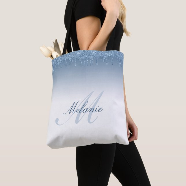 blauer Glitzer mit Monogramm Tasche (Von Nahem)