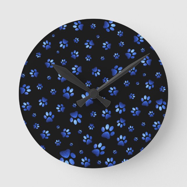 Blauer Glitzer Runde Wanduhr (Vorderseite)