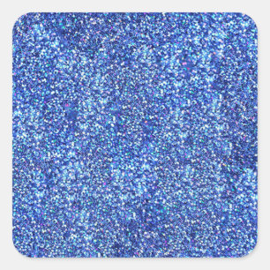 Blauer Glitzer schaut glamouröse Vorlage klassisch Quadratischer Aufkleber