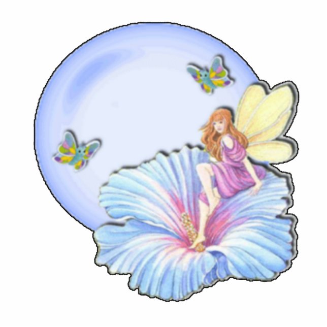 Blauer Globe Fairy Skulptur Freistehende Fotoskulptur (Vorne)