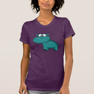 Blauer glücklicher Nilpferd T-Shirt