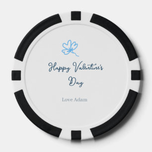 Blauer glücklicher Valentinstag Liebesname Blumen  Pokerchips