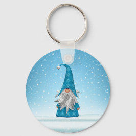 Blauer Gnome auf dem Schnee Schlüsselanhänger