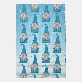 Blauer Gnome im Schnee Geschirrtuch
