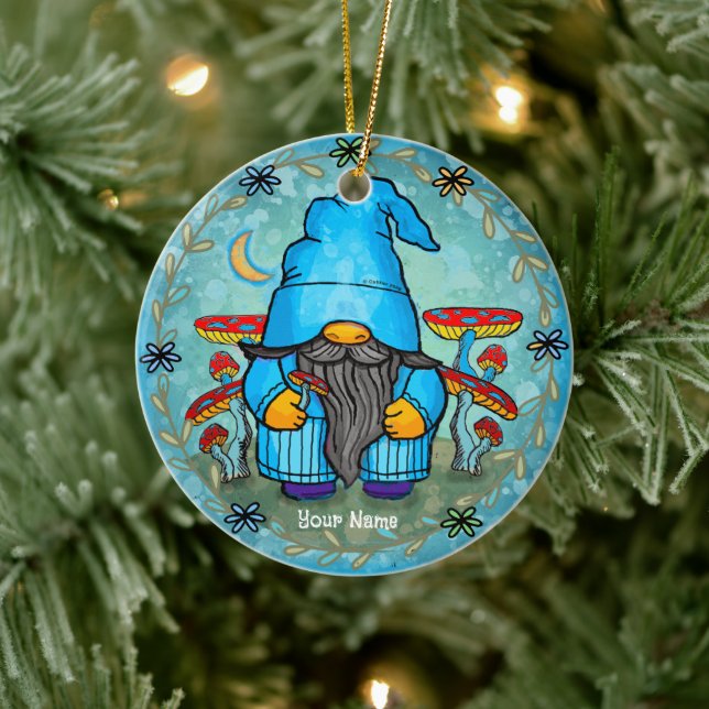 Blauer Gnome Keramik Ornament (Baum)