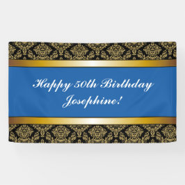 Blauer Gold Damask Geburtstagsbanner für jedes Alt Banner