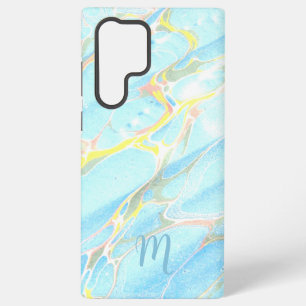 Blauer goldbedruckter Marmor Sommer Custom Monogra Samsung Galaxy Hülle
