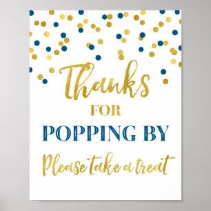 Blauer Goldconfetti-Dank für das Knallen durch Poster