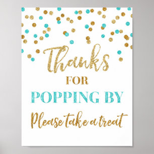 Blauer Goldconfetti-Dank für das Knallen durch Poster