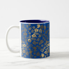 Blauer Goldener Blumeneffekt Zweifarbige Tasse