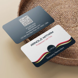 Blauer, Goldener, Rosa Moderner Professioneller QR Visitenkarte
