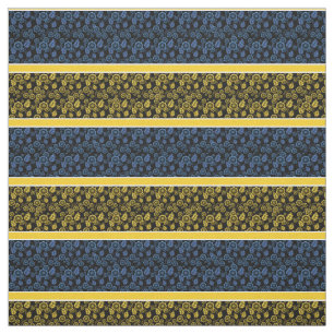 Blauer/goldfarbener/weißer Streifen - schwarz Stoff