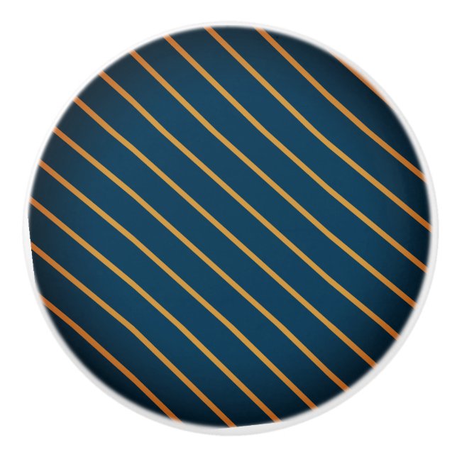 Blauer goldgestreifter Keramik-Pull Keramikknauf (Vorderseite)