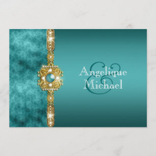 Blauer Goldhochzeit Verlobung Geburtstag Einladung