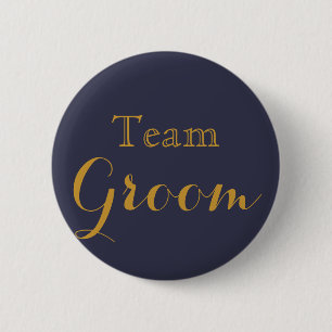 Blauer Goldhochzeits-Team-Bräutigam Button