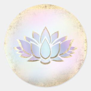 ・ Blauer Goldlotus Blume-Logo Runder Aufkleber