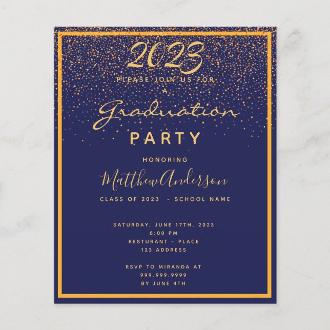 Blauer Goldpreis 2023 für die Graduationspartei Flyer (Vorne)