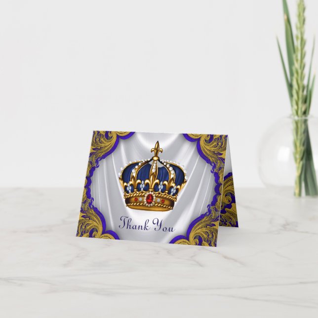 Blauer Goldprinz König Crown Thank You Dankeskarte (Vorderseite)