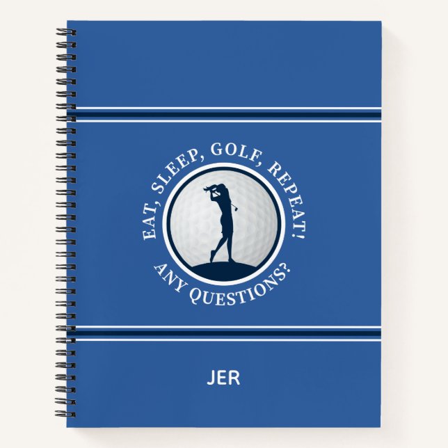 Blauer Golf-Logbuch-Game-Day-Fortschritt für Fraue Notizbuch (Vorderseite)