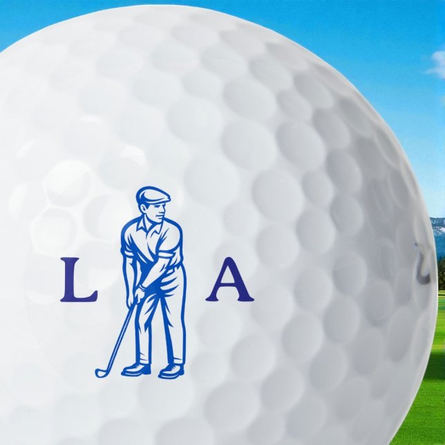 Blauer Golfer-Icon mit Serif-Initialen  Golfball (Von Creator hochgeladen)