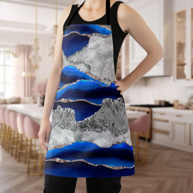 BLAUER GRABMARBLE AGATE SILVER GLITZER GLAM SCHÜRZE (Von Creator hochgeladen)