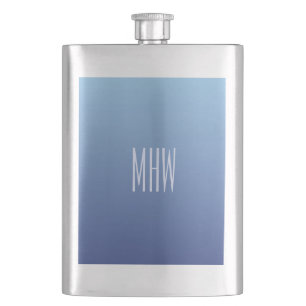 Blauer Gradient, benutzerdefinierter Monogramm-Kol Flachmann