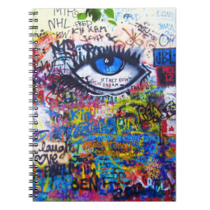 Blauer Graffiti-böser Blick Notizblock
