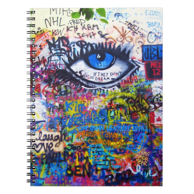 Blauer Graffiti-böser Blick Notizblock (Vorderseite)