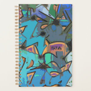 Blauer Graffiti Wochen-/Monatsplaner Planer